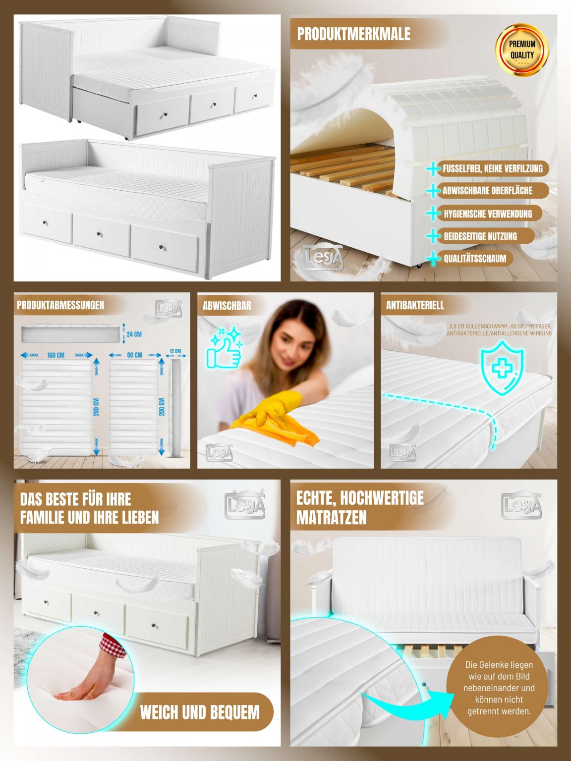 Bett ohne Reißverschluss