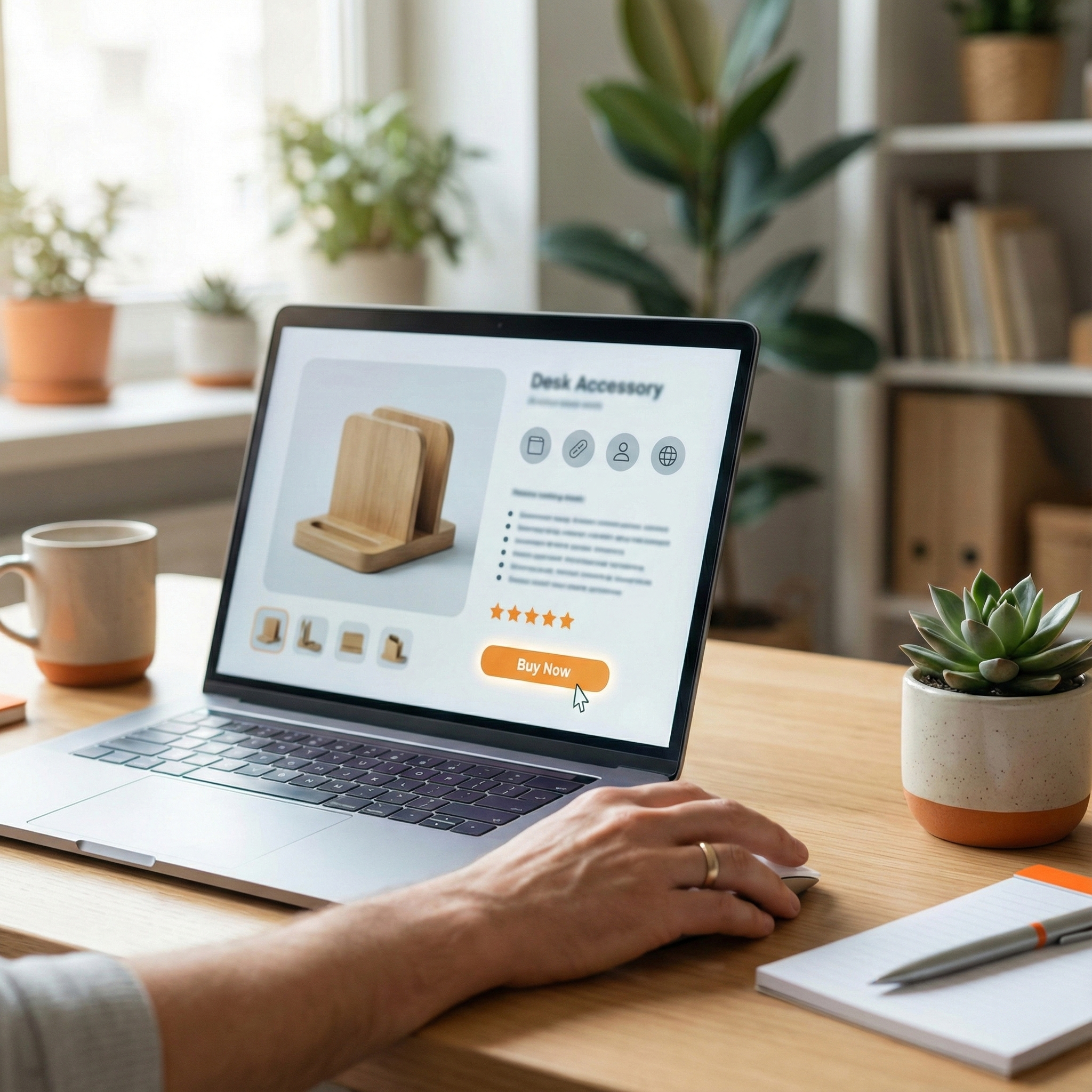 Konzeptbild eines Kunden, der dank konsistenter Produktseite vertrauensvoll einkauft